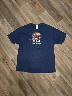 Vintage Christian Jesus Button It's Just That Easy T Shirt